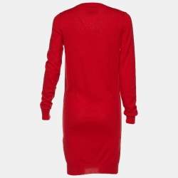 Pre Owned D&G Red Cashmere & Silk Knit Button Front Cardigan M