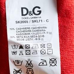 Pre Owned D&G Red Cashmere & Silk Knit Button Front Cardigan M