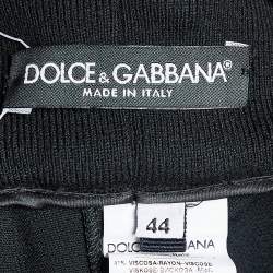 Pre Owned Dolce & Gabbana Black Crepe Logo Tape Trimmed Joggers M