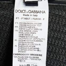 Pre Owned Dolce & Gabbana Black Crepe Logo Tape Trimmed Joggers M
