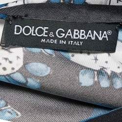 Pre Owned Dolce & Gabbana Blue Printed Silk Blouse M