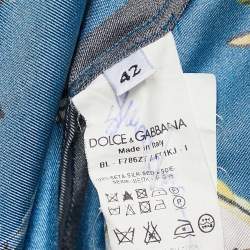 Pre Owned Dolce & Gabbana Blue Printed Silk Blouse M