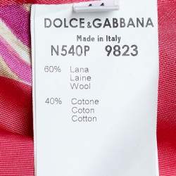 Pre Owned Dolce & Gabbana Vintage Red Tweed Denim Jacket and Jeans Set M