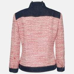 Pre Owned Dolce & Gabbana Vintage Red Tweed Denim Jacket and Jeans Set M