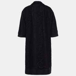 Dolce & Gabbana Black Wool & Lace Overlay Single Breasted Coat L