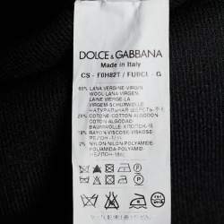 Dolce & Gabbana Black Wool & Lace Overlay Single Breasted Coat L