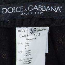 Pre Owned Dolce & Gabbana Dark Brown Brocade Silk Trousers S