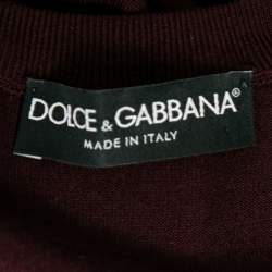 Pre Owned Dolce & Gabbana Burgundy Wool Lace Detail Sleeveless Top M