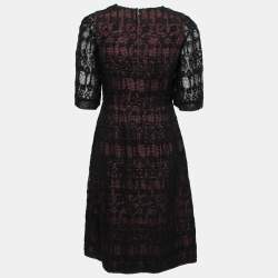 Pre Owned Dolce & Gabbana Black Guipure Lace Short Sleeve Shift Dress M