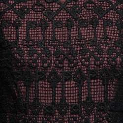 Pre Owned Dolce & Gabbana Black Guipure Lace Short Sleeve Shift Dress M