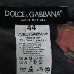 Pre Owned Dolce & Gabbana Black Floral Printed Silk Neck Tie Detailed Blouse M