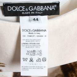 Pre Owned Dolce & Gabbana Brown Printed Silk Button Detail Sleeveless Dress M