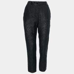 مملوكة مسبقًا Dolce & Gabbana Black Lace & Silk Tapered Pants M