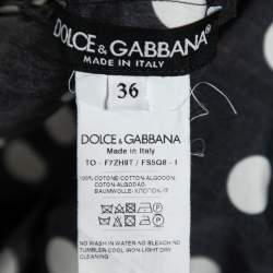Pre Owned Dolce & Gabbana Black Polka Dotted Cotton Cold Shoulder Top XS