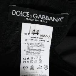 Pre Owned Dolce & Gabbana Black Synthetic & Lace Sleeveless Bodycon Dress M
