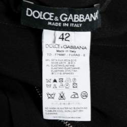 Pre Owned Dolce & Gabbana Black Silk Satin Short Sleeve Blouse M