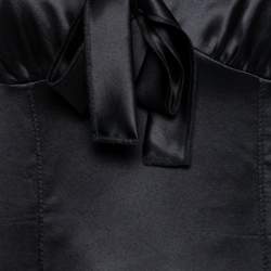 Pre Owned Dolce & Gabbana Black Silk Satin Short Sleeve Blouse M