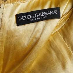 Pre Owned Dolce & Gabbana Pale Yellow Floral Jacquard Mini Dress M