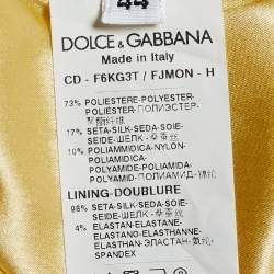 Pre Owned Dolce & Gabbana Pale Yellow Floral Jacquard Mini Dress M