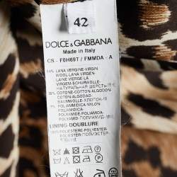 Pre Owned Dolce & Gabbana Green Tweed Lace Applique Coat M