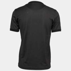 Pre Owned Dolce & Gabbana Black Cotton 1 Printed Crew Neck Top L