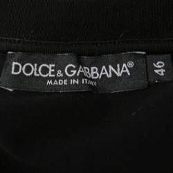 Pre Owned Dolce & Gabbana Black Cotton Logo Tape Trimmed T-Shirt L