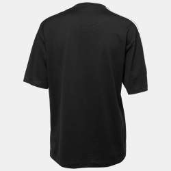 Pre Owned Dolce & Gabbana Black Cotton Logo Tape Trimmed T-Shirt L