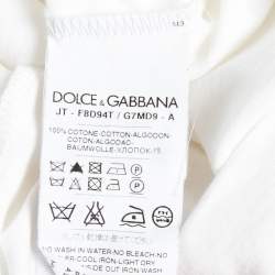 Pre Owned Dolce & Gabbana White Cotton Lace Trimmed Short Sleeve Top M