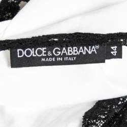 Pre Owned Dolce & Gabbana White Cotton Lace Trimmed Short Sleeve Top M