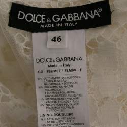 Pre Owned Dolce & Gabbana White Lace Scalloped Hem Detail Sleeveless Dress L