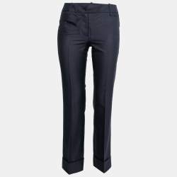 Pre Owned بذلة دولتشي أند غابانا صوف وحرير أزرق كحلي بصف أزرار مقاس صغير - سمول