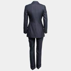 Pre Owned بذلة دولتشي أند غابانا صوف وحرير أزرق كحلي بصف أزرار مقاس صغير - سمول