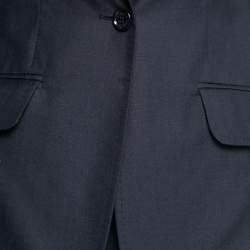 Pre Owned بذلة دولتشي أند غابانا صوف وحرير أزرق كحلي بصف أزرار مقاس صغير - سمول