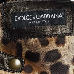 مملوكة مسبقًا جاكيت دولتشي أند غابانا جلد ميتالك بني بسحاب أمامي مقاس وسط ( ميديوم )