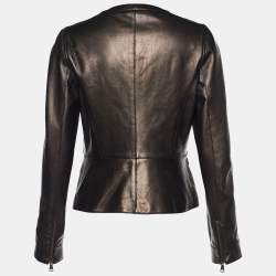 مملوكة مسبقًا جاكيت دولتشي أند غابانا جلد ميتالك بني بسحاب أمامي مقاس وسط ( ميديوم )