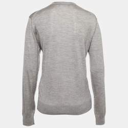 Pre Owned Dolce & Gabbana Grey Cashmere V Neck Long Sleeve Sweater L