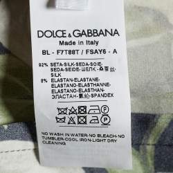 Pre Owned Dolce & Gabbana Monochrome Floral Print Silk Blouse S