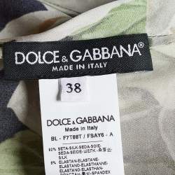 Pre Owned Dolce & Gabbana Monochrome Floral Print Silk Blouse S