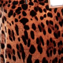Pre Owned Dolce & Gabbana Brown Leopard Print Velvet Pants & Hoodie Set M