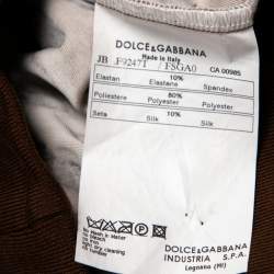 Pre Owned Dolce & Gabbana Brown Leopard Print Velvet Pants & Hoodie Set M