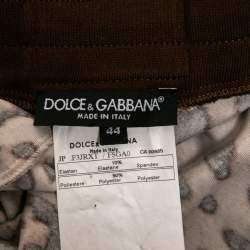 Pre Owned Dolce & Gabbana Brown Leopard Print Velvet Pants & Hoodie Set M