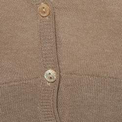 Pre Owned Dolce & Gabbana Beige Rib Knit Cropped Cardigan S
