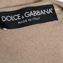 Pre Owned Dolce & Gabbana Beige Rib Knit Cropped Cardigan S