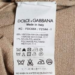 Pre Owned Dolce & Gabbana Beige Rib Knit Cropped Cardigan S