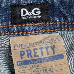 Pre Owned D&G Indigo Distressed Denim Pretty Skinny Jeans M