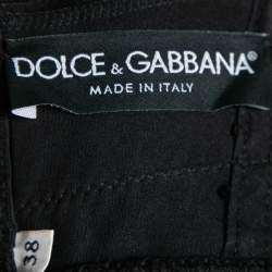 Pre Owned Dolce & Gabbana Black Wool Knit & Lace Sleeveless Dress S