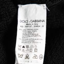 Pre Owned Dolce & Gabbana Black Wool Knit & Lace Sleeveless Dress S