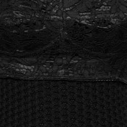Pre Owned Dolce & Gabbana Black Wool Knit & Lace Sleeveless Dress S
