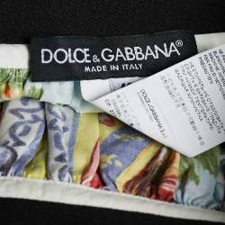 Pre Owned Dolce & Gabbana Multicolor Sicilian Postcard Printed Cotton Midi Skirt S