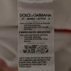 Pre Owned Dolce & Gabbana White Cotton Floral Logo Printed Short Sleeve T-Shirt M